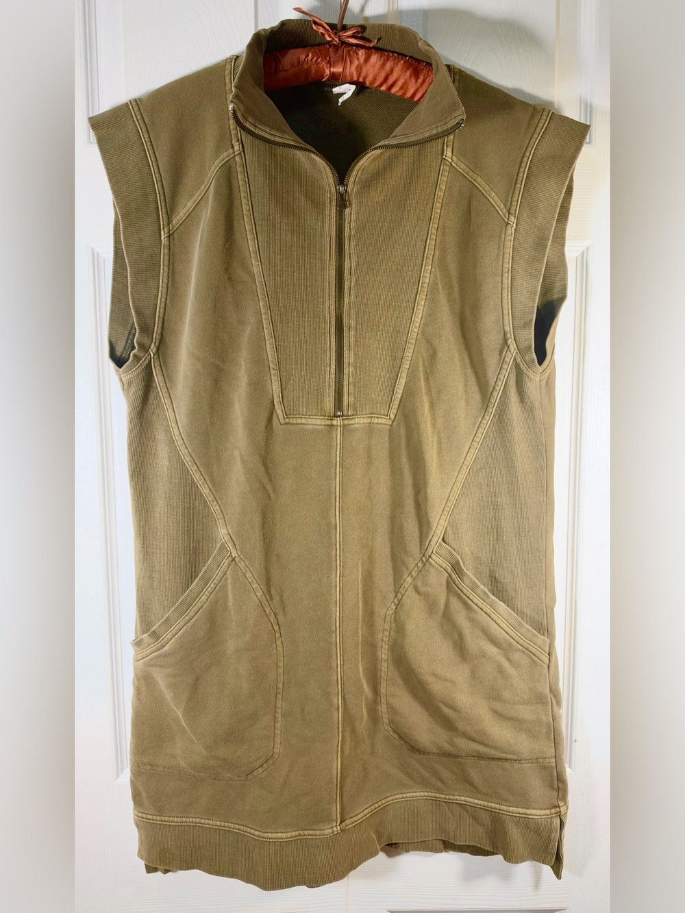 Daily Practice Anthropologie Meru Dress Olive Green Quarter Zip L